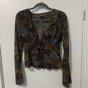 Wild Fable Earthy Tones Patterned Blouse